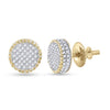 10kt Yellow Gold Round Diamond Circle Cluster Earrings 1/3 Cttw