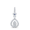 14kt White Gold Womens Round Diamond Teardrop Pendant 1/4 Cttw