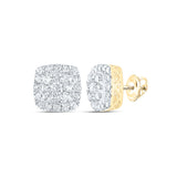 10kt Yellow Gold Womens Round Diamond Square Earrings 1 Cttw