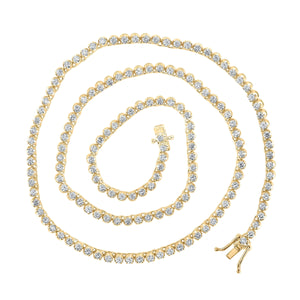14kt Yellow Gold Mens Round Diamond 20-inch Tennis Chain Necklace 8-5/8 Cttw