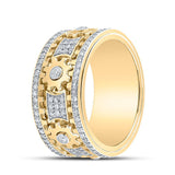 10kt Yellow Gold Mens Round Diamond Cog Band Ring 1-1/2 Cttw