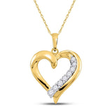 14kt Yellow Gold Womens Round Diamond Heart Pendant 1/4 Cttw