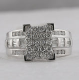 10kt White Gold Round Diamond Cinderella Cluster Bridal Wedding Engagement Ring 1 Cttw