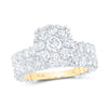 10kt Yellow Gold Round Diamond Halo Bridal Wedding Ring Band Set 5-7/8 Cttw