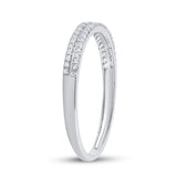 10kt White Gold Womens Round Diamond Slender Double Row Band 1/6 Cttw