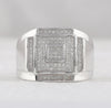 Sterling Silver Mens Round Diamond Square Ring 1/4 Cttw