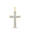 10kt Yellow Gold Mens Round Diamond Cross Charm Pendant 1/4 Cttw