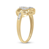 10kt Yellow Gold Womens Round Diamond Infinity Heart Ring 1/10 Cttw