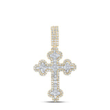 10kt Yellow Gold Mens Baguette Diamond Cross Charm Pendant 2 Cttw