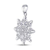 Sterling Silver Womens Round Diamond Snowflake Fashion Pendant .01 Cttw