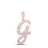 10kt Rose Gold Womens Round Diamond G Cursive Initial Letter Pendant 1/2 Cttw