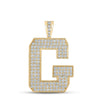 10kt Yellow Gold Mens Round Diamond G Initial Letter Charm Pendant 2-1/3 Cttw