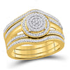 10kt Yellow Gold Round Diamond 3-Piece Bridal Wedding Ring Band Set 1/3 Cttw