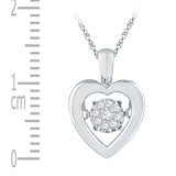 10kt White Gold Womens Round Diamond Moving Twinkle Heart Pendant 1/20 Cttw