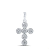 10kt White Gold Womens Round Diamond Cross Pendant 1/4 Cttw