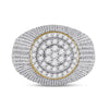 10kt Yellow Gold Mens Round Diamond Flower Cluster Ring 2 Cttw