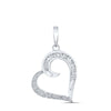 10kt White Gold Womens Baguette Diamond Heart Pendant 1/6 Cttw