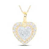 10kt Yellow Gold Womens Round Diamond Heart Pendant 1/4 Cttw