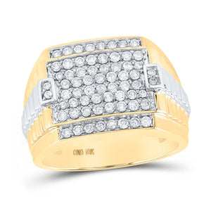 10kt Two-tone Gold Mens Round Diamond Square Ring 1 Cttw