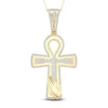 10kt Yellow Gold Mens Round Diamond Ankh Cross Charm Pendant 5/8 Cttw