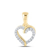 10kt Yellow Gold Womens Round Diamond Heart Pendant 1/12 Cttw