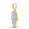 10kt Yellow Gold Mens Baguette Diamond Hamsa Charm Pendant 1 Cttw