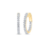 10kt Yellow Gold Womens Round Diamond In Out Hoop Earrings 1-1/2 Cttw
