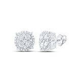 10kt White Gold Womens Round Diamond Cluster Earrings 1 Cttw