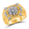 10kt Yellow Gold Mens Round Diamond Fashion Cluster Ring 1/5 Cttw