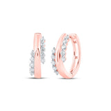 10kt Rose Gold Womens Round Diamond Hoop Earrings 1/5 Cttw
