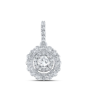 10kt White Gold Womens Round Diamond Fashion Pendant 3/4 Cttw