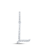 10kt White Gold Womens Round Diamond L Initial Letter Pendant 1/10 Cttw