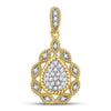 10kt Yellow Gold Womens Round Diamond Teardrop Pendant 1/8 Cttw