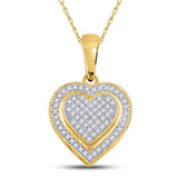 10kt Yellow Gold Womens Round Diamond Heart Pendant 1/6 Cttw