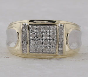 10kt Yellow Gold Mens Round Diamond Square Cluster Ring 1/4 Cttw