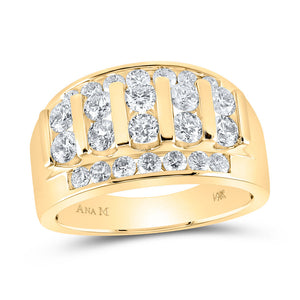 14kt Yellow Gold Mens Round Diamond Wedding Channel Set Band Ring 2 Cttw