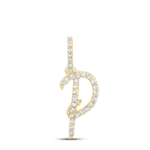 10kt Yellow Gold Womens Round Diamond P Initial Letter Pendant 1/8 Cttw