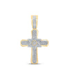 10kt Yellow Gold Mens Round Diamond Cross Charm Pendant 1/3 Cttw