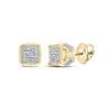 10kt Yellow Gold Womens Round Diamond Square Earrings 1/6 Cttw