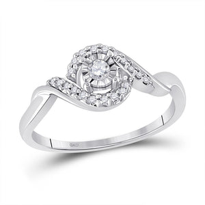 10kt White Gold Womens Round Diamond Solitaire Twist Promise Ring 1/6 Cttw