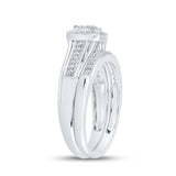 10kt White Gold Round Diamond Cluster Bridal Wedding Ring Band Set 1/3 Cttw