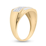 10kt Yellow Gold Mens Round Diamond Rectangle Cluster Ring 1/3 Cttw