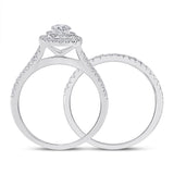 10kt White Gold Round Diamond Bridal Wedding Ring Band Set 1 Cttw