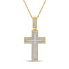 10kt Yellow Gold Mens Baguette Diamond Cross Charm Pendant 1-1/2 Cttw