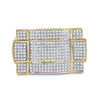 10kt Yellow Gold Mens Round Diamond Contoured Rectangle Cluster Ring 1/2 Cttw