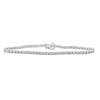 10kt White Gold Mens Round Diamond 8-inch Single Row Link Bracelet 1/2 Cttw