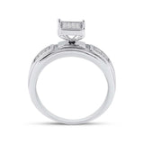 Sterling Silver Womens Round Diamond Square Ring 1/10 Cttw