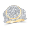 10kt Yellow Gold Mens Round Diamond Cluster Ring 4 Cttw