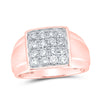 10kt Rose Gold Mens Round Diamond Square Ring 1 Cttw