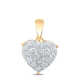 10kt Yellow Gold Womens Round Diamond Heart Pendant 3/4 Cttw